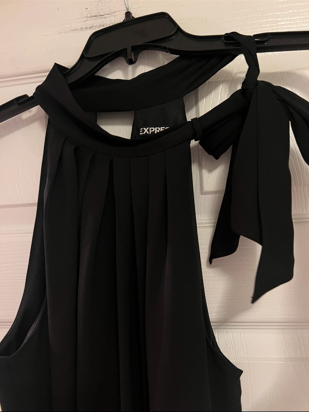 Express Black Pleated Halter Top with Side Neck Tie- Size Medium - Picture 7 of 9